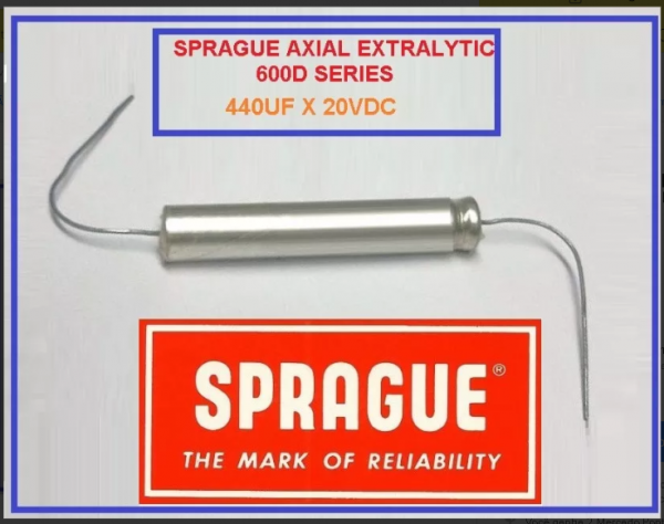 Capacitor Axial Sprague 440uf 20v Made Usa