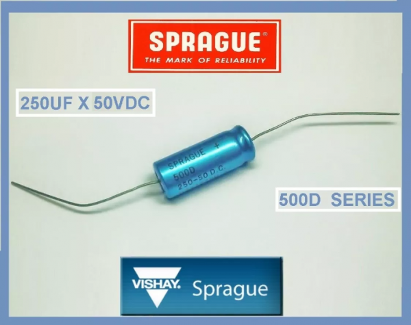 NEW - 250UF  50VDC AXIAL  SPRAGUE 500D SERIES