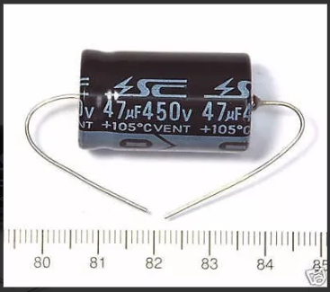 NEW - 2 CAPACITOR AXIAL 47UF x 450V 105º