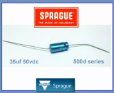 NEW - Capacitor Axial Sprague 35uf 50v Made Usa